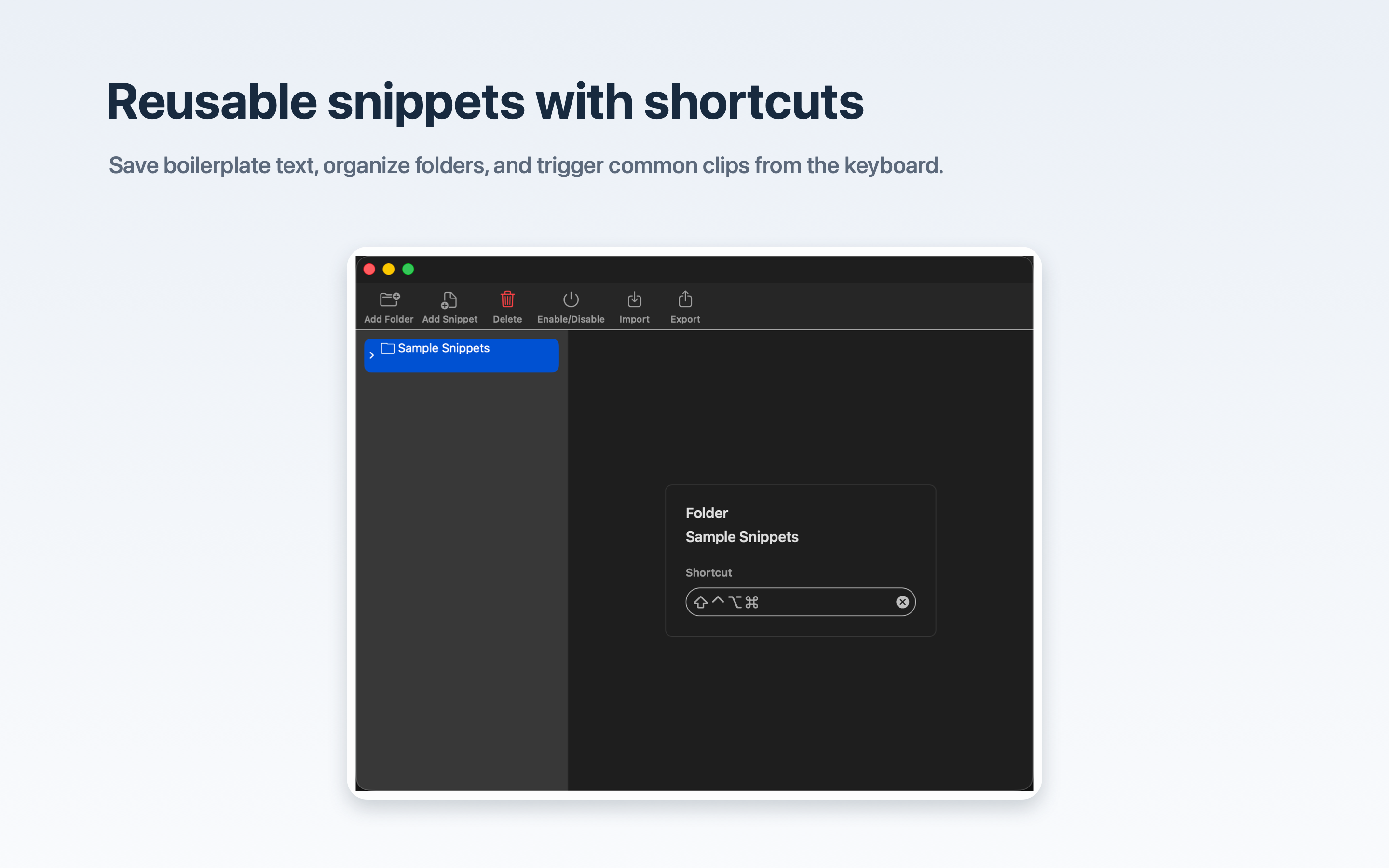 Simple Clipboard Manager AI snippets and shortcuts screenshot